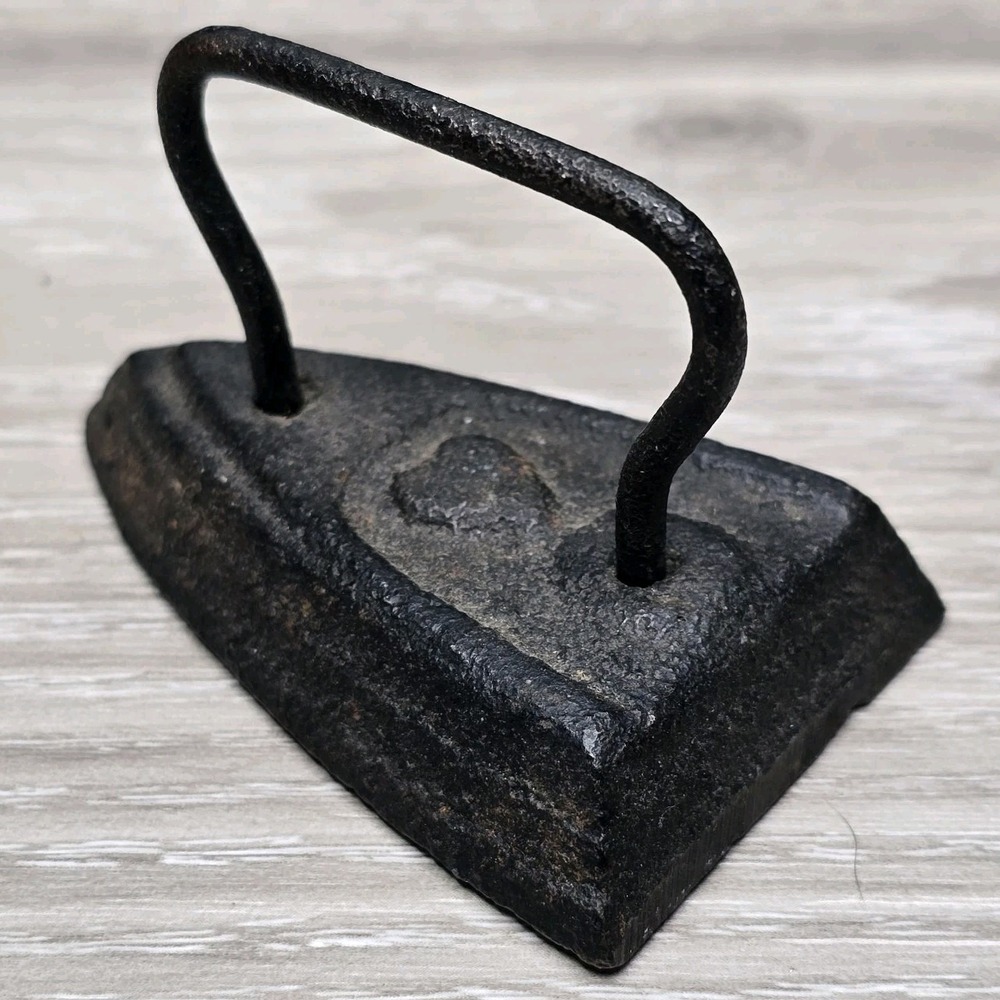Antique Vintage Mini Cast Iron Sad Shelf Sitter Dollhouse Farmhouse Kitchen 3"
